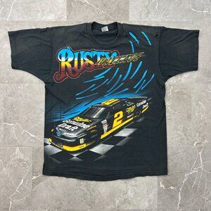 Vintage Rusty Wallace Graphic Tee Mens XL Nascar Racing Kickin Asphalt